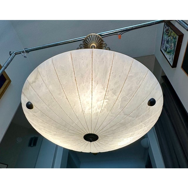 Late 20th Century Directoire Style French Alabaster Pendant Chandelier For Sale - Image 14 of 17