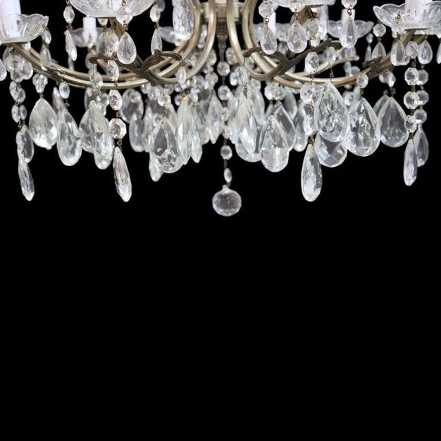 Crystal & Gilt Bronze 15-Light Chandelier C1940 For Sale - Image 9 of 10