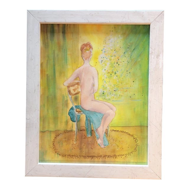 Original Vintage Fun Female Nude Watercolor For Sale