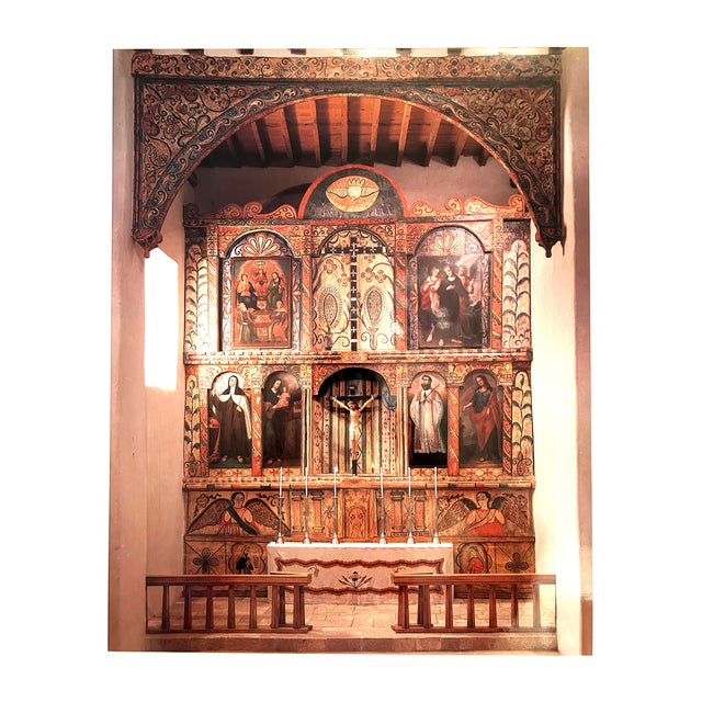 Vintage Photographic Print of Holy Cross Catholic Church Santa Cruz De La Canada Church Santa Fe For Sale