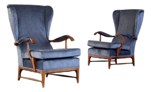 Wingback Armchairs attributed to Paolo Buffa for Framar, Italy, 1950s, Set of 2