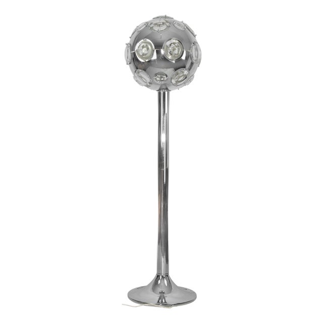 Floor Lamp in Chromed Metal and Glass by Oscar Torlasco, Italy, 1970s For Sale