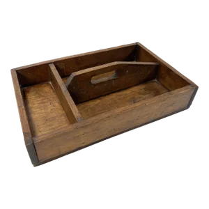 Vintage Handmade Wood Divided Toolbox Tray