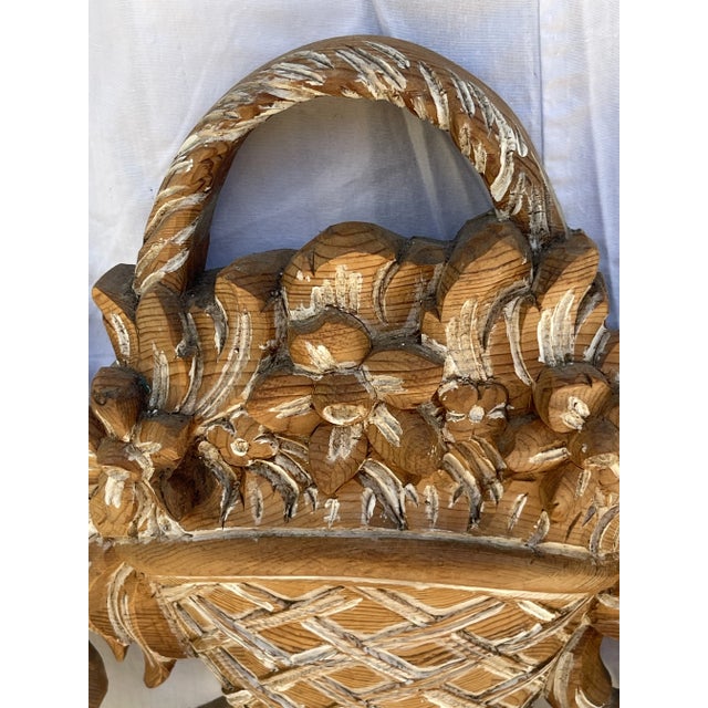 1960s French Style Carved Wood Mantel Mirror With Garden Tools & Basket For Sale - Image 5 of 12