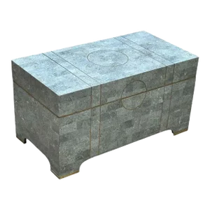 Maitland Smith Tessellated Stone Trunk W/Brass Inlay, 1980