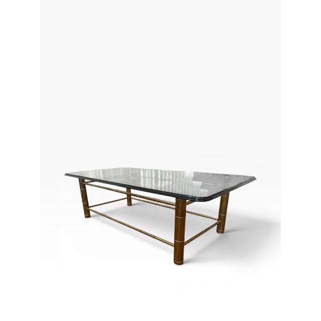 Mastercraft 1970s Faux Bamboo Brass Attributed to Mastercraft Coffee Table With Beveled Glass For Sale - Image 4 of 16