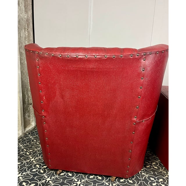 Antique Art Deco Red Club Chairs, 1930s, Set of 2 For Sale - Image 11 of 18