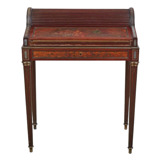 Antique Directoire Style Mahogany Roll Top Bureau De Dame - Edwards & Roberts For Sale
