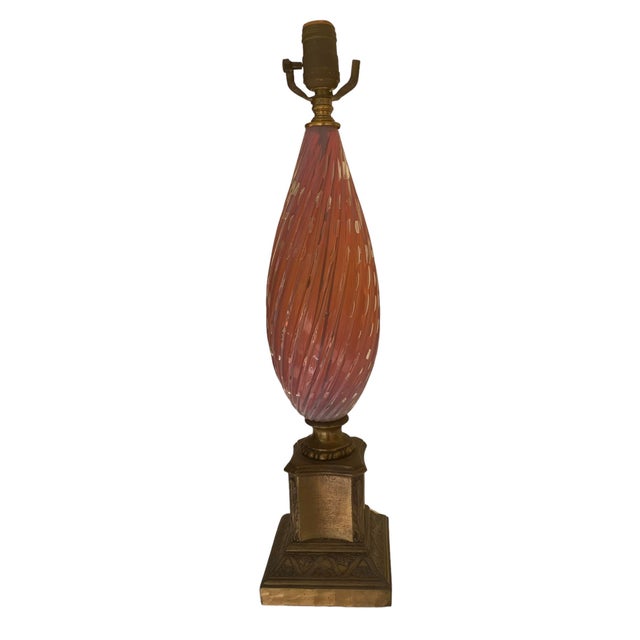 1950s Murano Style Opalescent Controlled Bubble Table Lamp Pink - Orange For Sale - Image 9 of 10