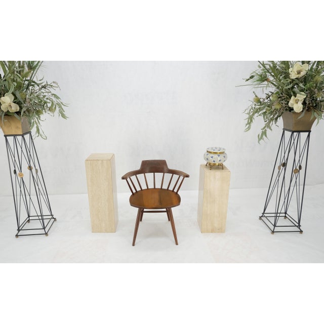 Pair of 10" Square Italian Mid Century Modern Travertine Pedestals Stands MINT! For Sale - Image 9 of 11