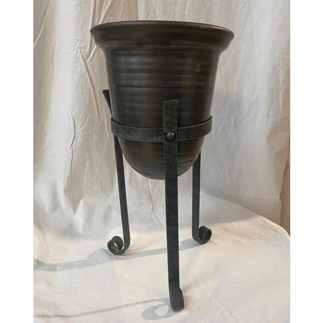 Brown Cachepot Brown Planter Vintage Showroom Sample For Sale - Image 8 of 8