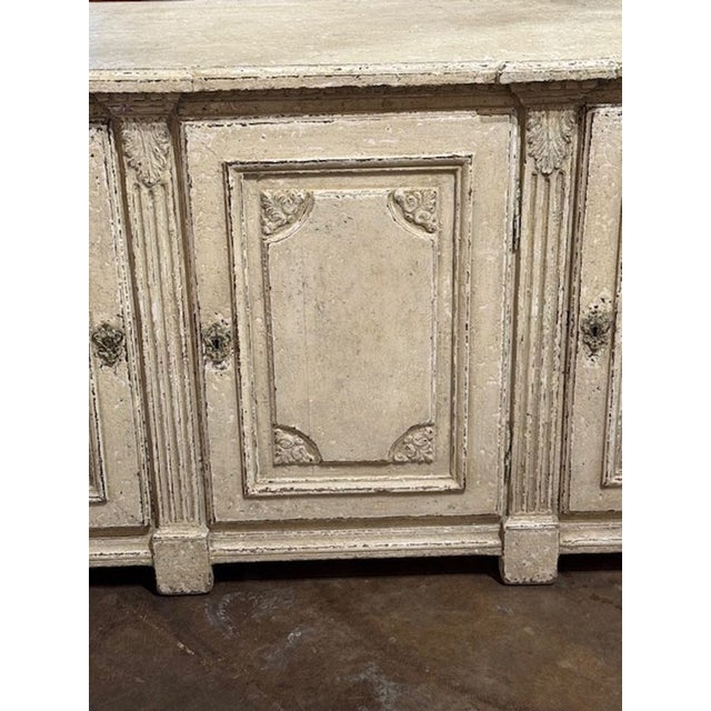 Traditional 19th Century French Regence' Carved and Painted White Sideboard For Sale - Image 3 of 6