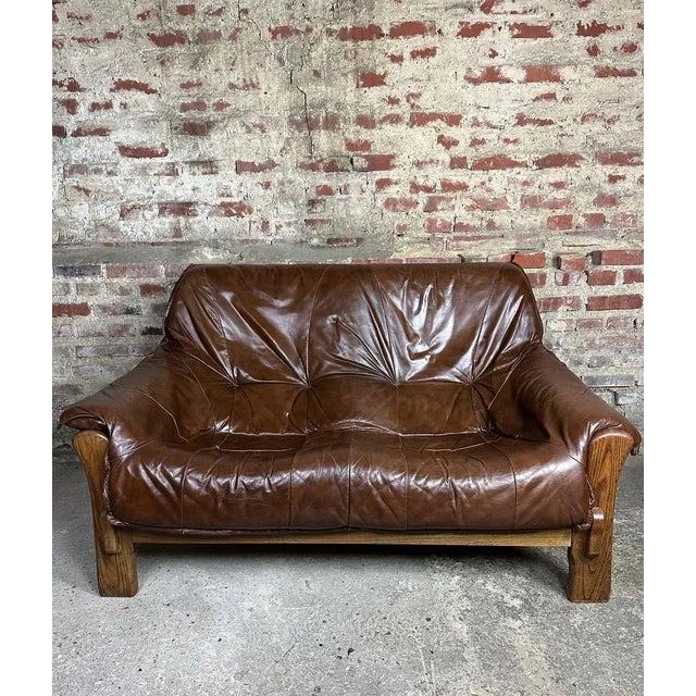 Vintage Sofa in Wood and Leather in the style of Percival Lafer, 1960s For Sale - Image 10 of 10