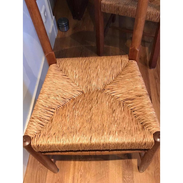 Vintage Dutch Oak and Rush Weave Chairs, 1965, Set of 4 For Sale - Image 6 of 8