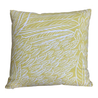 Custom Yellow Feather Pattern Throw Pillow For Sale