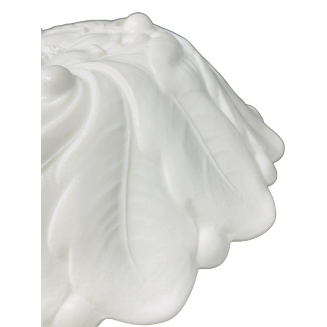 White 1960's Indiana Milk Glass Leaf Pattern Footed 9" Bowl For Sale - Image 8 of 11