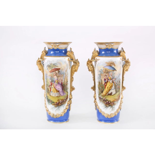 19th Century Gilt Porcelain Decorative Vases - a Pair For Sale - Image 12 of 13
