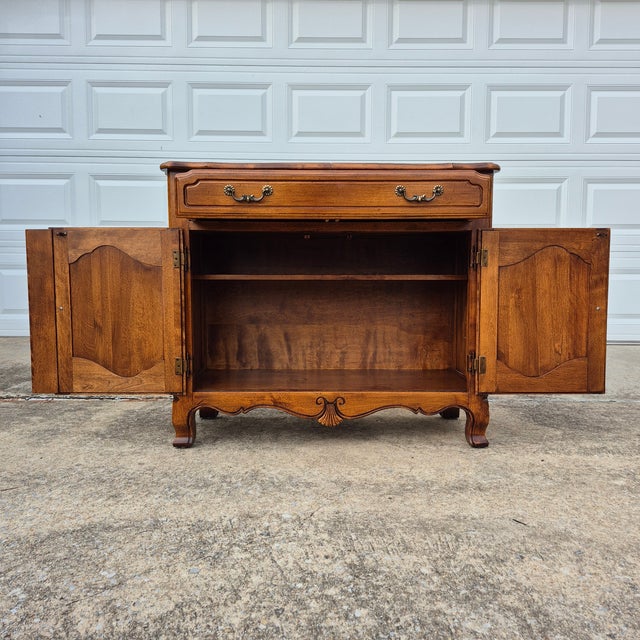 Wood 1989 Ethan Allen French Country Style Flip-Top Server Sideboard Buffet Bar Cabinet For Sale - Image 7 of 15