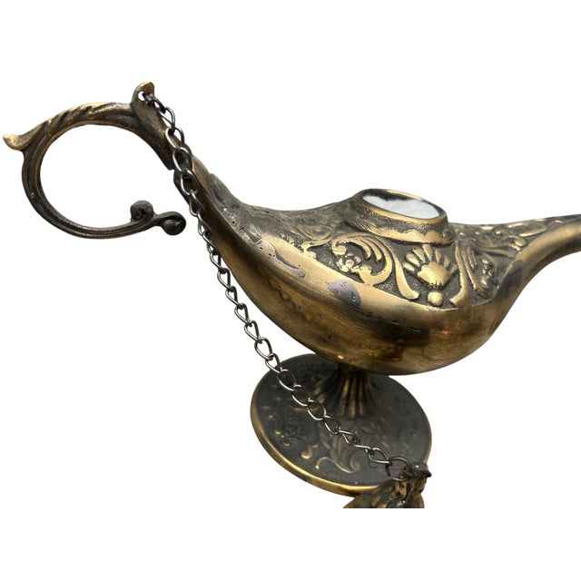 Rustic Genie Lamp with Chain Lid For Sale - Image 4 of 13