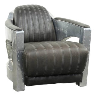 Cowhide Aviator Lounge Chair in Leather and Aluminium For Sale