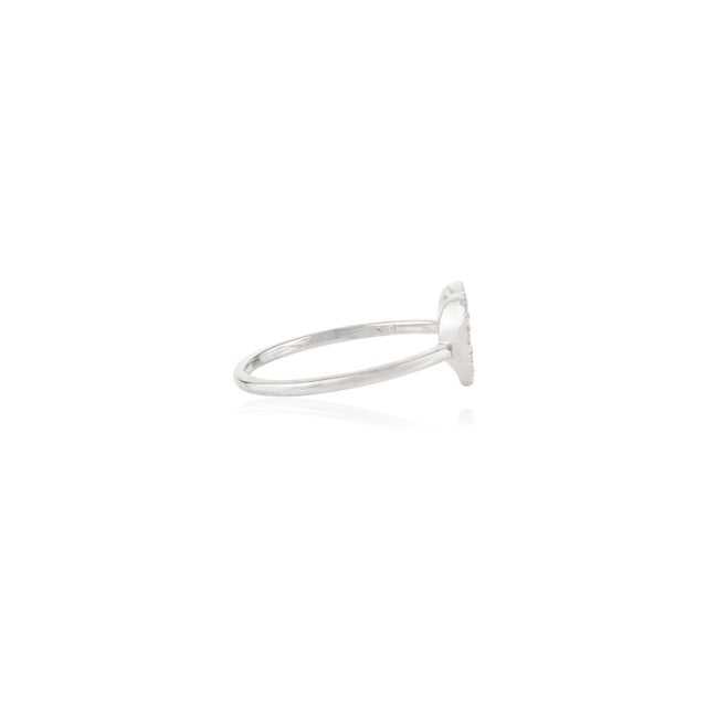 Metal 14k White Gold Open Heart Shape Diamond Ring Size 6 For Sale - Image 7 of 11