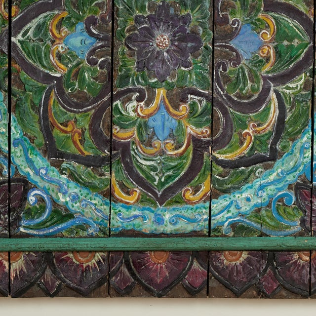 Antique Indian Carved and Painted Wall Hanging For Sale In West Palm - Image 6 of 14