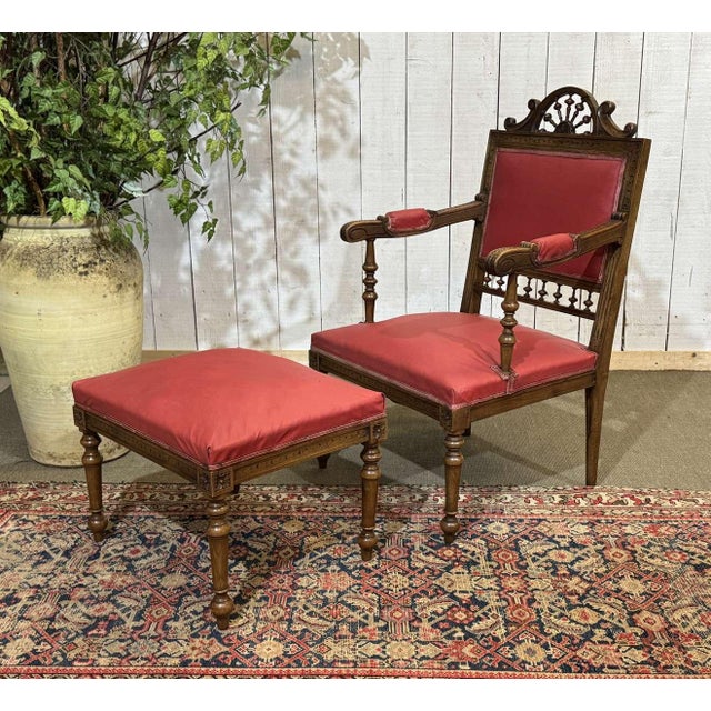 Set of Breton Armchair and Ottoman, 1930s For Sale - Image 16 of 16