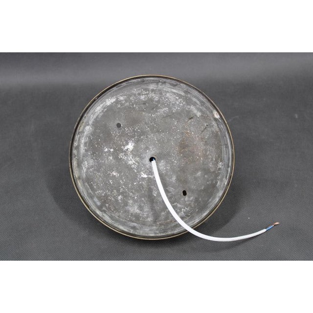 Metal Art Deco Brass Ceiling Light with Opaline Glass Shade, Czechoslovakia, 1930s For Sale - Image 7 of 12