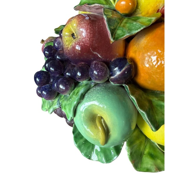 Vintage 20th Century Italian Majolica Ceramic Fruit Basket Centerpiece by Cottura For Sale - Image 6 of 14
