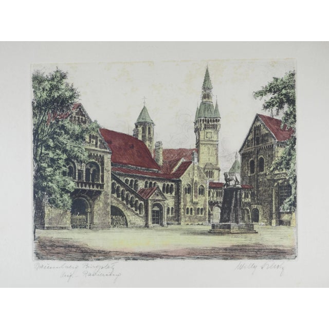 Early 20th Century Early 20th Century German Willy Scholtz View of the Burgsplatz in Brunswick Print, Framed For Sale - Image 5 of 12