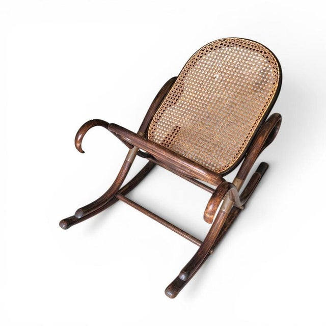 Thonet Bentwood and Cane Model 7001 Ottoman by Michael Thonet, 1930s For Sale - Image 4 of 14
