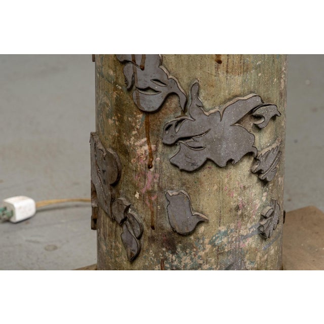 Antique Floor Lamp From Repurposed Industrial Wallpaper Textile Printer For Sale - Image 13 of 16