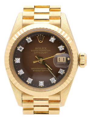 Vintage Rolex 6917 Datejust Presidential 26mm Brown Diamond Dial Gold Watch