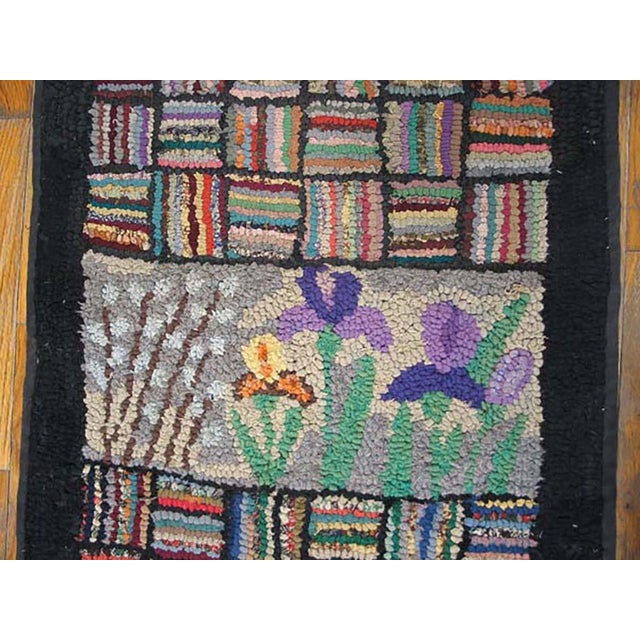 1930s Multicolor Scene Pictorial Folk Art American Hooked Rug Runner 2' X 19' Handknotted Wool Carpet For Sale - Image 9 of 14