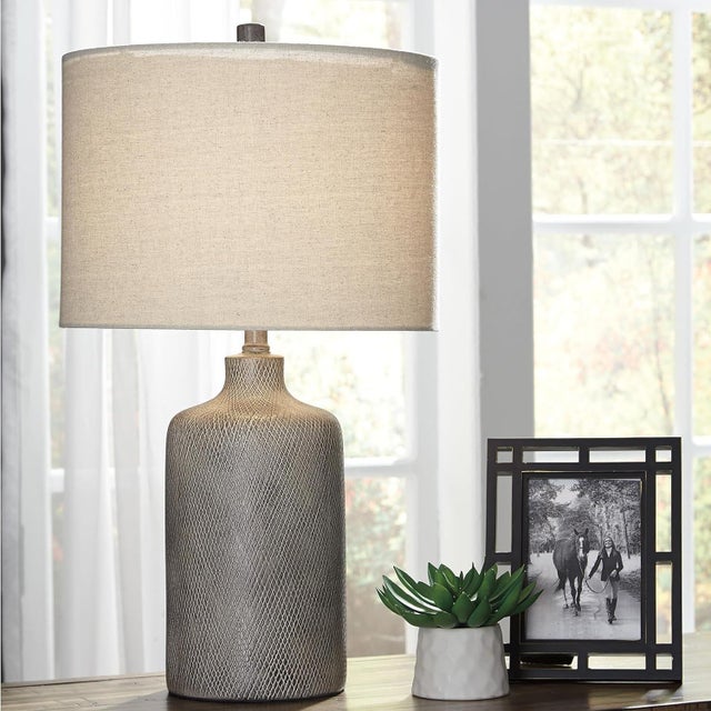 Early 21st Century Modern 25-Inch Ceramic Table Lamp Natural Stone For Sale - Image 5 of 5