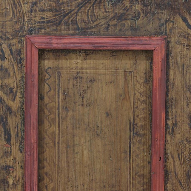Antique Rustic Farmhouse Primitive Folk Art Painted Cabinet For Sale - Image 6 of 14