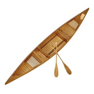 Vintage Vanderbilt Whitney Estate Decorative Canoe Boat Model W/Oars For Sale