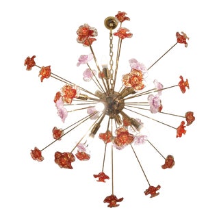 Murano Glass Flowers Chandelier Sputnik For Sale