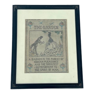 Vintage Cross Stich 'The Garden' With Francis Bacon Quote For Sale