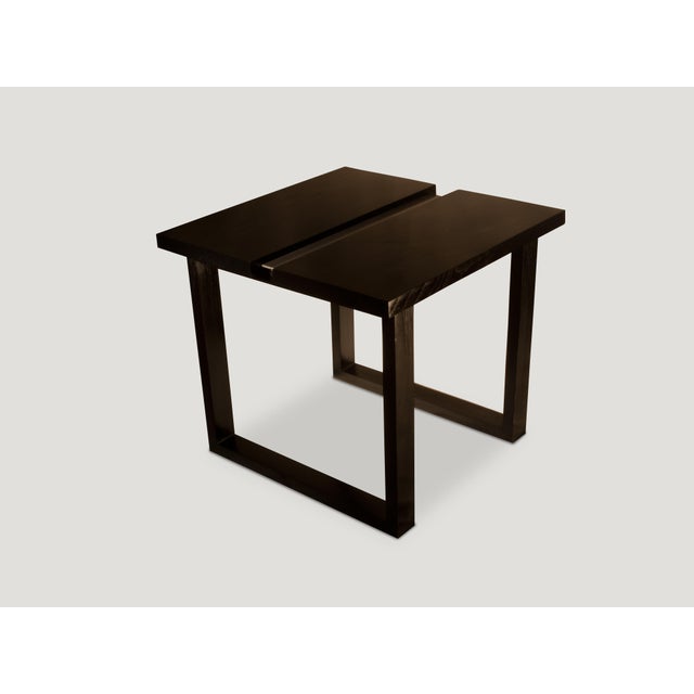 Contemporary Andrianna Shamaris Espresso and Steel Minimalist Side Table For Sale - Image 3 of 5
