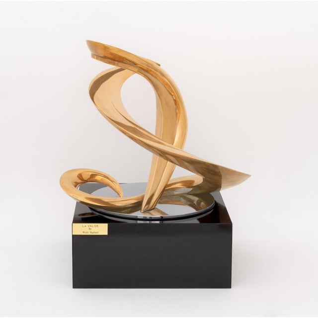 Michi Raphael (American, 1929-1996) "La Valse" Abstract Gilt Bronze Sculpture, 1979, marked "1979 Michi Raphael 7/3" to...