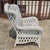 Late 20th Century Vintage White Wicker Large Wingback Lounge Chair W/ Toile Cushions For Sale - Image 9 of 15