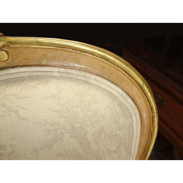 Vintage French Louis XVI Gold Gilt Off White Arm Chair For Sale - Image 10 of 15