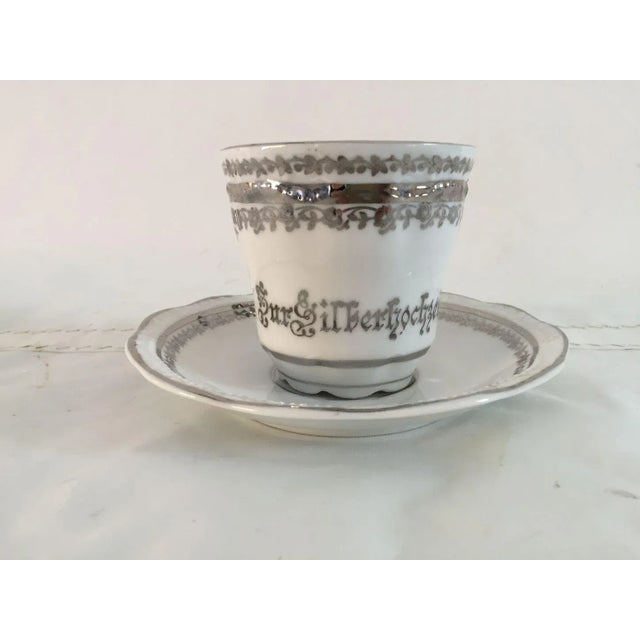 Ceramic Silver & White German Porcelain Tea Cup For Sale - Image 7 of 7
