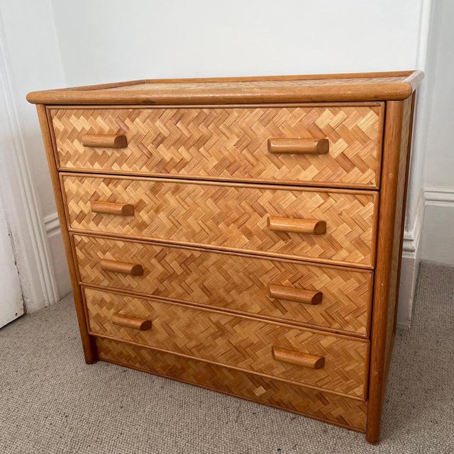 Mid-Century Rattan Cane Chest of Drawers with Lattice Cane Finish For Sale - Image 9 of 14