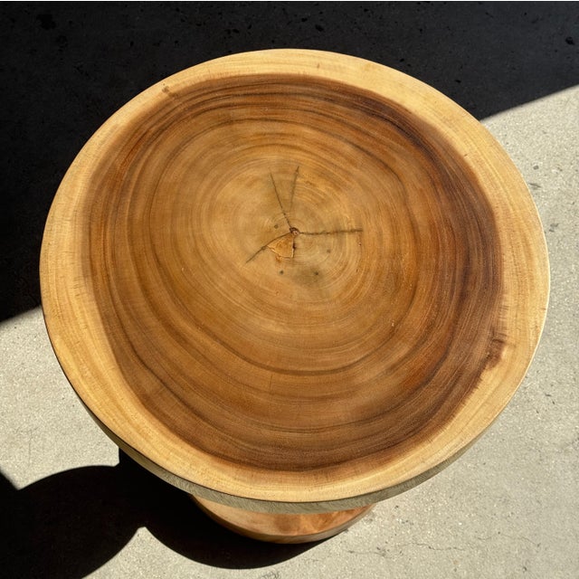 Coffee Table in Suar Wood with Central Pedestal Base and Spheres For Sale - Image 9 of 13