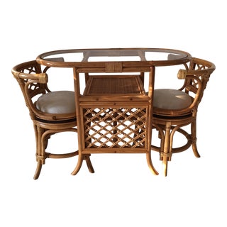 1960s Boho Chic Rattan Dining Set - 3 Pieces For Sale