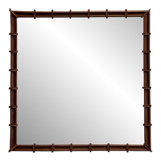 Vintage Patinated Metal and Mirrored Glass Wall Mirror For Sale