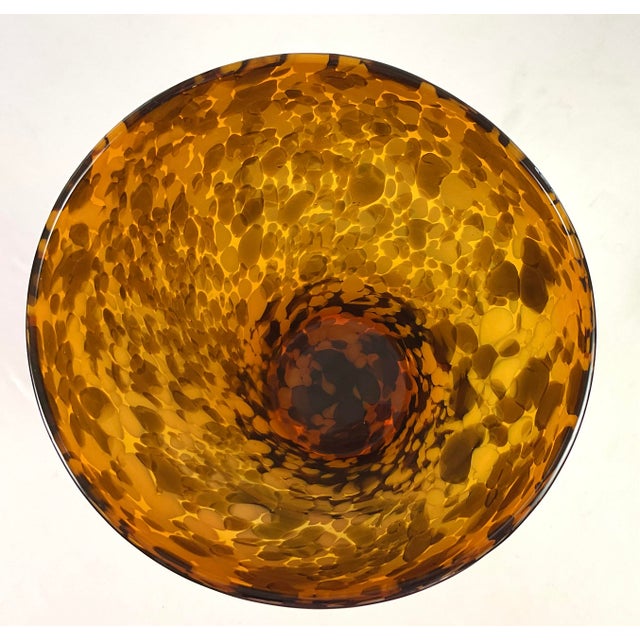 1980s Magnificent, Large Classic Trumpet Shaped Tortoise Shell Style Vase on a Turned Pedestal Base For Sale - Image 9 of 9