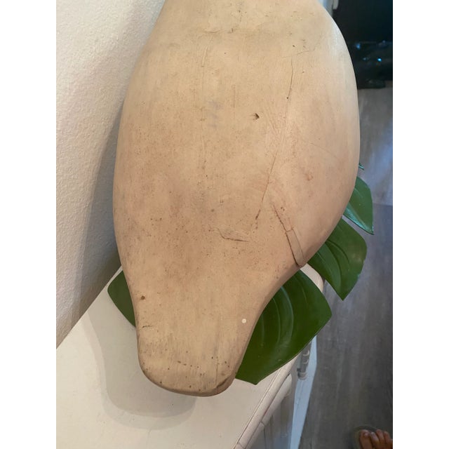 Vintage Wood Carved Folk Art Rustic Goose Decoy For Sale - Image 10 of 12